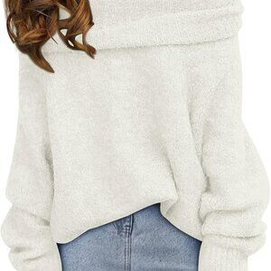 Womens Off The Shoulder Sweater Oversized Batwing Sleeve Loose Pullover Sweaters